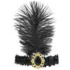 Fenisonavy Set di copricapi con piume 2 pezzi in stile retrò anni '20 con paillettes adatto a donne adolescenti e bambini ideale per carnevali feste e matrimoni (Nero, 1 piuma)