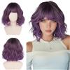 Sofeiyan Parrucca Bob Ondulata con Frangia, 30 cm Parrucca Sintetica Resistente al Calore per Donna Look Naturale per Cosplay Feste e Uso Quotidiano,R4/612T361#