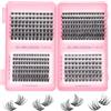 FADLASH Cils Individuali a Grappolo - 0,07D 8-16mm - Libro Segmenti Cils Doppia Faccia Rosa - Extension Cils Fai-da-te Naturale (F1+F3+C3+K001)