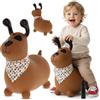 sun baby Animale Gonfiabile Che Salta, Giocattolo di 1 Anno, Saltarello per Bambini, Design ergonomico, Cavallo Giocattolo, Pompa Manuale Inclusa (Cane Marrone con Bandana)