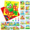 PlsMupn Gioco Chiodini per Bambini 2 3 Anni, Mosaico Educativo con 12 Carte e 46 Bottoni Colorati, Regalo Compleanno per Bimbo Bimba, Giochi Montessori Prima Infanzia