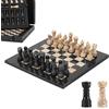 MARBLE RANGE Set di scacchi in marmo per adulti, 25,4 cm, fatto a mano, nero e corallo, con 32 pezzi di scacchi, 2 regine extra e scatola portaoggetti, gioco da viaggio di lusso, elegante per la decorazione della