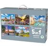 Mr. Broccoli Puzzle 5 x 1000 pezzi - City Collection - Puzzle 5 in 1 città - incluso poster - FSC® - 68 x 48 cm