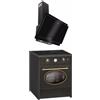 GURARI GCH E 612 BL R + GCH S 411 60 BL Prime, fornello retrò a induzione, 60 cm, Range Coocker 60 l, nero + cappa aspirante, cappa da parete, cappuccio senza testa, 60 cm, vetro nero, aria di scarico