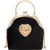 Pahajim‌ Pochette Donna Cerimonia Elegante Borsetta Tracolla Piccola Borsa da Sera Vintage Clutch Gioiello con Catena per Balli, Feste, Matrimonio‌ (Nero)