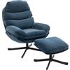 HOMCOM Poltrona Relax con Pouf Poltrona Lounge in tessuto Chenille, Poltrona TV moderna, 78 x 93 x 100 cm, Blu | Aosom Italy