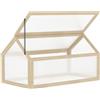 Outsunny Mini serra, casa per piante compatta in legno, pannelli in policarbonato, apertura di ventilazione, 90L x 52B x 49,5H cm, legno naturale | Aosom Italy