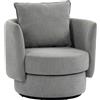 HOMCOM Poltrona d'accento con base girevole 360°, club chair in tessuto effetto lino con cuscino grigio chiaro | Aosom Italy