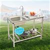 YYDPSHH Lavello Da Cucina Da Giardino Esterno, Lavello Commerciale in Acciaio Inossidabile con Rubinetto Freddo Singolo, Lavabo di Utilità, Facile Da Montare, Per Garage, Ristorante, Lavanderia (Size : 75x40