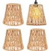 GOMETY Set di 4 paralumi Boho - 15 x 15,8 x 4 cm - Piccolo paralume in rattan bohémien - E26 E27 - Paralume in carta - Accessorio per lampada da tavolo - Sospensione - Paralume sospeso