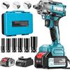 Olubfdh Avvitatore a Impulsi Brushless, 500 Nm Avvitatore a Impulsi a Batteria, 1/2 Trapano a Impulsi Brushless, 3-in-1, con Batterie da 4,0 Ah e Caricabatterie, 6 Bussole