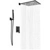 DeeDuud Sistema doccia 40 x 40 cm, set completo per doccia a pioggia, colore nero, da incasso, girevole a 360°, per case, hotel, scuole, palestre, piscine, appartamenti