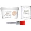 bianco Shabby CHALK PAINT Rosa Antico & FINITURA + PENNELLO - Pittura Shabby Chic EXTRA OPACA (2,5 Litri) + Finitura Trasparente Opaco (1 Litro) + 1 Pennello Pro 50 mm