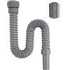Hibbent Sifone Lavabo Bagno, Compatibile con Tubo Scarico Lavandino 1¼'' e 1½ '', Sifone Flessibile Inodore con Filo di Acciaio Incassato, Compatibile con Scarico Lavandino Cucina & Bagno, Grigio