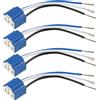 JXRSKJ 4 connettori H4 cablaggio, spine lampadina H4 per fari auto, connettore H4 ceramica, portalampada a 3 pin resistente ad alta temperatura, cablaggio durevole per LED e HID