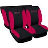 Rebeca Shop 500_Hybrid- Copri-sedili Auto Compatibili 500 Hybrid 2021 | Set Coprisedili Anteriori e Posteriori | Logo Ricamato | Airbag Compatibili | Accessori Interni (Nero/Fucsia)