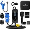 DREAMDASH Colonnina Ricarica Auto Elettrica 7kW Monofase, Tipo 2 a CEE 32A 3 pin, Adattatore Presa Shuko, Cavo 7m, Wallbox Caricatore Regolabile 6-32A 1-12 Ore, IP65, -30 ℃ a 50 ℃, Carica Batteria Portatile