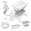 Innovaciones MS Ms Innovaciones ZOE Vasca da bagno Grigio con gambe, fasciatoio, cuscino riduttore e cestino portaoggetti