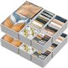 Simple Houseware Scatola portaoggetti pieghevole in tessuto, per armadio, cassettiera, divisore, organizer per biancheria intima e reggiseni, grigio (set da 12)