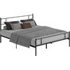 HOMCOM Struttura Letto Matrimoniale 165x211x100cm in Acciaio, Doghe Integrate, Testiera e Pediera Stile Industriale, Nero