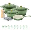 VAV GET Set da 7 pezzi di pentole da forno olandesi in ghisa smaltate antiaderenti. Il set include: padella da forno olandese da 24 cm, 18 cm, 21 cm, 24 cm con coperchi, guanti e mulini.