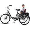 EaThsalL 24 pollici Triciclo Elettrico A 3 Ruote a Tre Ruote con sedile Bicicletta Elettrica Da Carico per adulti Capacità Di Carico 150 Kg Altezza regolabile con carrello della spesa