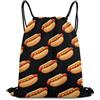 Generic Fun Food Hot Dogs Black Borsa Coulisse Sacca con Cordoncino Regolabile Stringa per Vacanze Spiaggia Escursionismo Borsa Sportiva 36X42Cm
