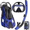 wutrye Attrezzatura da snorkeling per adulti, set di boccaglio con pinna maschera, boccaglio Dry Top, kit da snorkeling da viaggio, pacchetto subacqueo, vista panoramica, anti-appannamento, anti-perdite