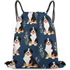 Generic Flower Bernese Mountain Dog Navy Blue Borsa Palestra Gym Sack Moda Unisex per Vacanze Yoga Campeggio Borsa Coulisse 36X42Cm