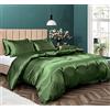 P Pothuiny Pothuiny - Set copripiumino e federe in raso, 5 pezzi, lussuoso, setoso, verde salvia con chiusura a cerniera, per letto matrimoniale/matrimoniale