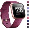 Alle Hersteller Fascia per orologio intrecciata compatibile con Fitbit Versa/Fitbit Versa 2/Fitbit Lite Edition Fascia in tessuto traspirante per smartwatch da donna Rose Red
