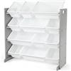 Humble Crew Scaffale Bambini Elegante: Organizer Giocattoli con 12 Contenitori, Design Grigio/Bianco Moderno, Ideale per Camerette Stile e Ordinate