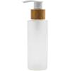 NATUWORLD 1 flacone da 120 ml in vetro smerigliato vuoto, ricaricabile, con pompa a pressione in bambù, contenitore per shampoo, oli essenziali, gel doccia, lozione