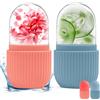 flintronic 2 Pezzi Face Ice Roller, Rullo di Ghiaccio Facciale, Silicone Ice Roller Viso, per Restringe i pori, Alleviare Gli Occhi Gonfi, Riduce Il Gonfiore, Cura Della Pelle-Azzurro Chiaro e Rosa