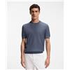 BOSS BLACK Boss T-shirt in misto cotone con righe orizzontali Open Blue Uomo