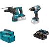 Makita KIT MAKITA DLX2280PTJ composto da: Tassellatore DHR281Z + Avvitatore DHP489Z +3 batterie + caricabatterie + 2 valigette Makpac