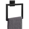 Kiakuoow Anello di asciugamano nero opaco, moderno portasciugamani quadrato, portasciugamani, supporto da parete in acciaio inossidabile SUS 304, accessori hardware da bagno nero