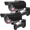 GOMETY 2 pezzi Dummy fotocamera solare funzionante finta fotocamera con LED rosso lampeggiante, CCTV Dummy, telecamera di sorveglianza finte per interni ed esterni - nero