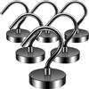FINDMAG Confezione da 6 ganci magnetici neri al neodimio da 40 kg, magnetici con gancio, ganci magnetici extra forti per campeggio, ganci magnetici con forti magneti per crociera e casa
