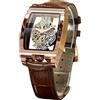 FORSINING Orologio da uomo di lusso a scheletro cavo retrò splendido ingranaggio intaglio design rettangolare Tonneau quadrante grande cinturino in pelle e cinturino in acciaio inossidabile orologio