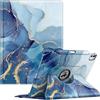 FINTIE Custodia per iPad Pro 13 Pollici (M5 2025 / M4 2024) con Portapenna - Girevole 360 Gradi di Rotazione Cover Protettiva Case con Auto Sveglia/Sonno, Ocean Marble