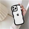 QLTYPRI Custodia per iPhone 16 Pro Max Cover, iPhone 16 Pro Max Custodia Trasparente per Ragazze Donne, Silicone Morbido TPU Bordi Curvi Ondulati Antiurto Protettiva Case - Nero