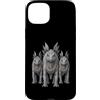Cool 3 Hip Hop Trio Street Gold Chain Fu Custodia per iPhone 15 Plus Stegosaurus Dinosaur Rap Old School Retro Streetwear anni '80 e '90