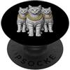 Cool 3 Hip Hop Trio Street Gold Chain Fu Cat Rap Old School Retro Streetwear anni '80 '90 Tre PopSockets PopGrip Adesivo