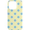 Vintage Polka Dot Pattern Big Dots Custodia per iPhone 14 Pro Giallo Burro Blu Polka Dot Estetica Carino Grandi Pois