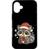 raccoon winter santa hat cute animal sno Custodia per iPhone 16 Plus Inverno procione carino con cappello di Babbo Natale