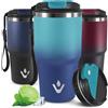 Mujigaga 20oz Tazza Termica, Isolata Sottovuoto, A Prova di Perdite Termos Caffè, Tazza Termica Caffe per Bevande Calde e Fredde, Ermetica Portatile Bicchiere Termico per Ciclismo, Scuola, Viaggio