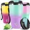 Mujigaga 20oz Termos Caffè, Isolata Sottovuoto, A Prova di Perdite Tazza Termica, Ermetica Portatile Tazza Termica Caffe per Bevande Calde e Fredde, Bicchiere Termico per Ciclismo, Ufficio, Viaggio