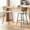 chairus Set di 2 Sgabelli Cucina in Ecopelle Sgabello da Bar con Schienale in Rattan Sedie Alti con Gambe in Metallo Sgabello Moderno Design per Bar/Penisola/Sala da Pranzo, Bianco