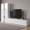 Dmora Parete Attrezzata Grado 30x280x180h cm Bianco Lucido 12 Ripiani Modulabile, 12 Vani Made in Italy